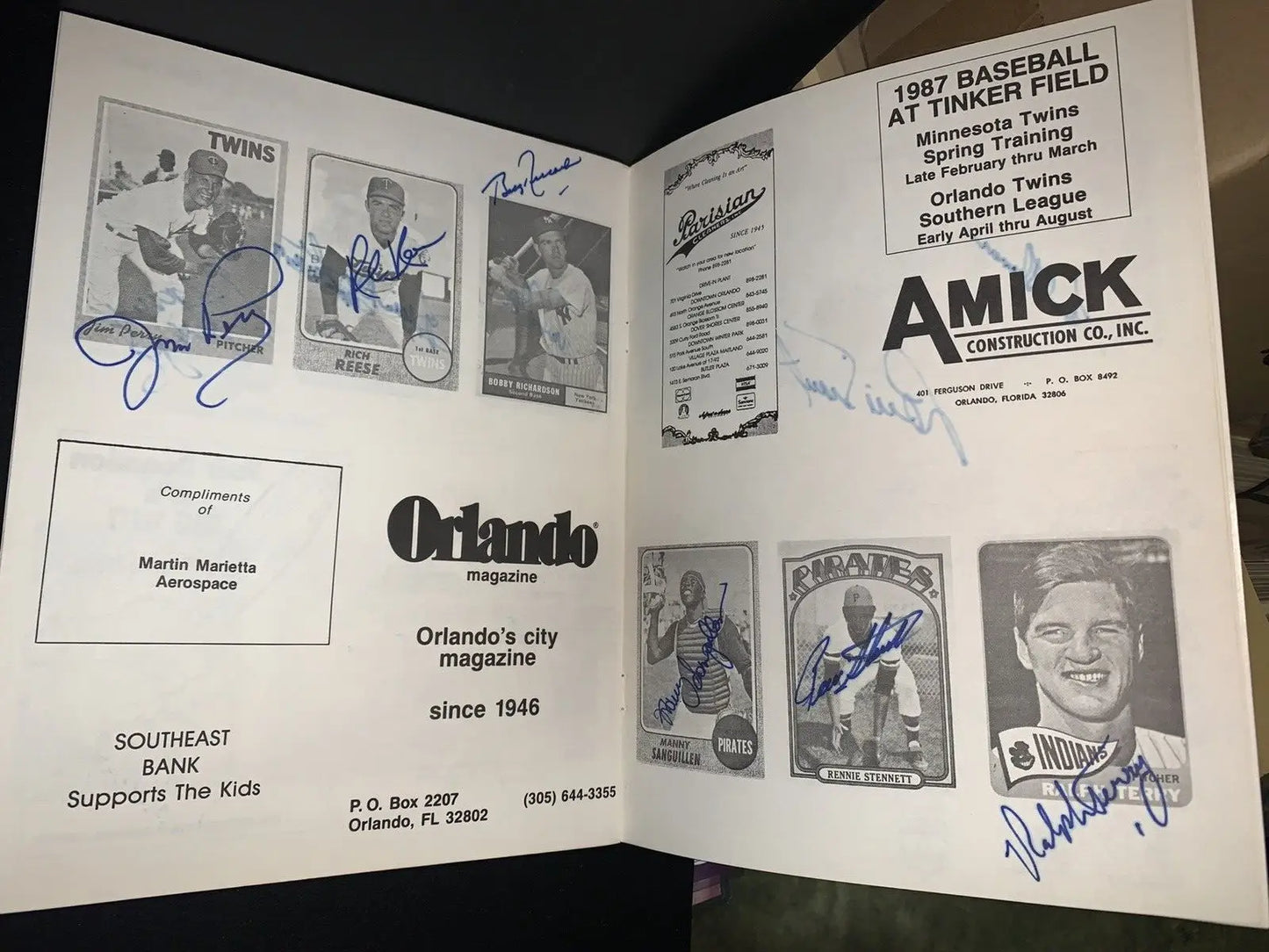 1986 Orlando Baseball Old-Timers Game Auto Program Tiant Cepeda Oliva 30 + Sig JSA