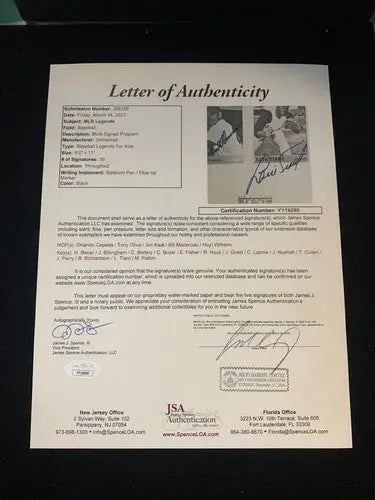 1986 Orlando Baseball Old-Timers Game Auto Program Tiant Cepeda Oliva 30 + Sig JSA