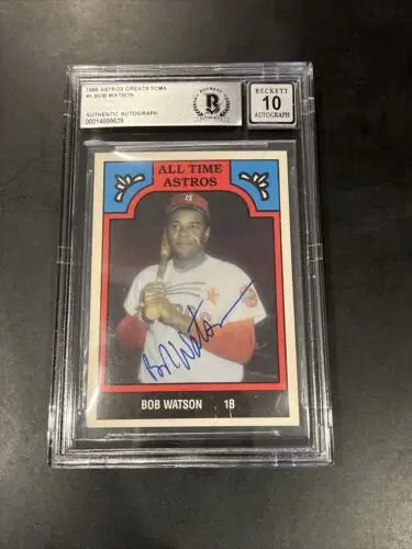 Graded 1986 TCMA Bob Watson Auto All Time Astros Greats signed baseball card