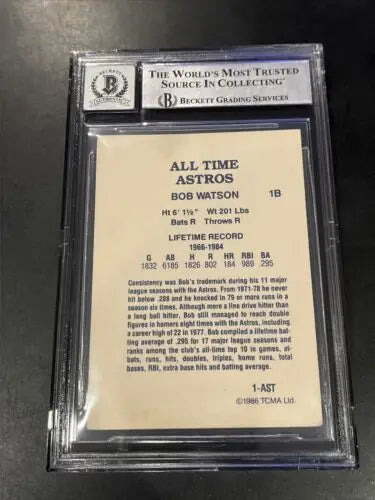 Graded TCMA Bob Watson Auto All Time Astros Greats BAS 10 Autograph Signed Card