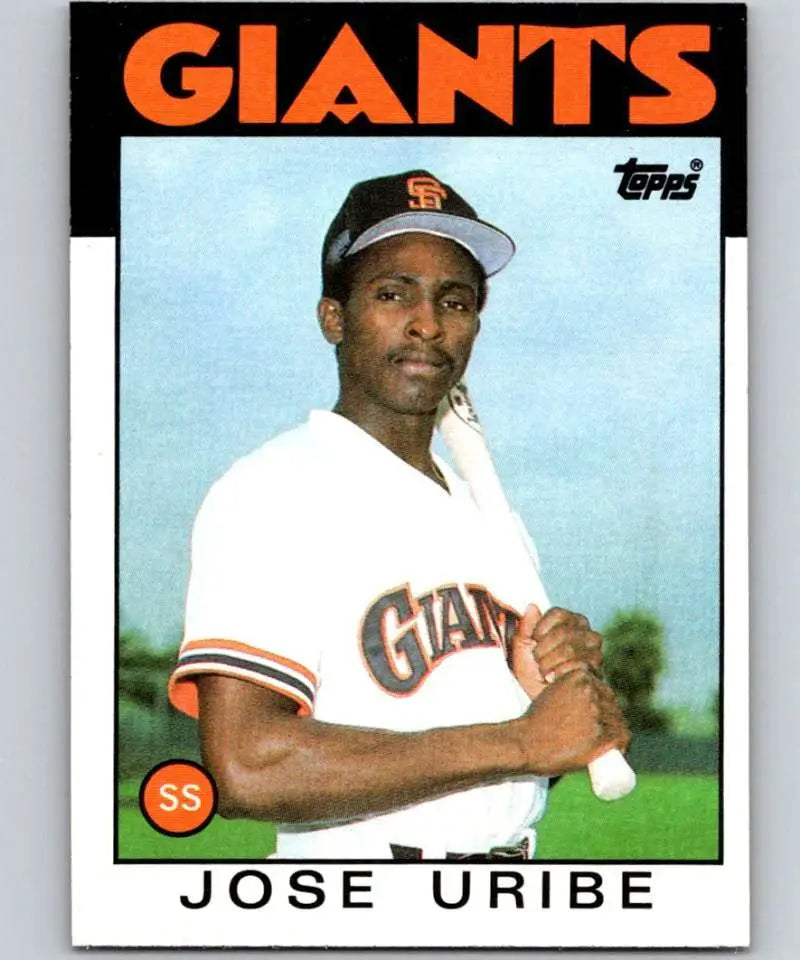 1986 Topps #12 Jose Uribe EX Excellent San Francisco Giants Baseball Card - Baseball Card Single