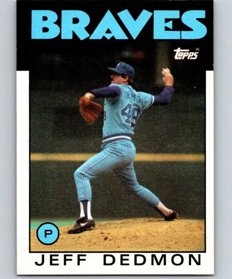 1986 Topps #129 Jeff Dedmon EX Excellent Atlanta Braves Baseball Card - Baseball Card Single