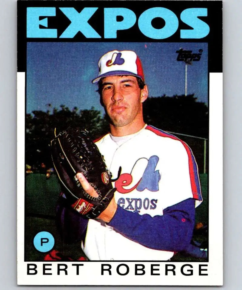1986 Topps #154 Bert Roberge EX Excellent Montreal Expos Baseball Card - Baseball Card Single