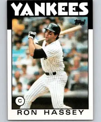 1986 Topps Ron Hassey baseball card with original gloss from Simply Sandoval sports cards
