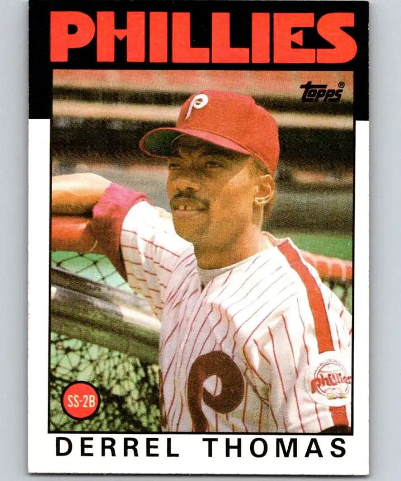 1986 Topps #158 Derrel Thomas EX Excellent Philadelphia Phillies Baseball Card - Baseball Card Single