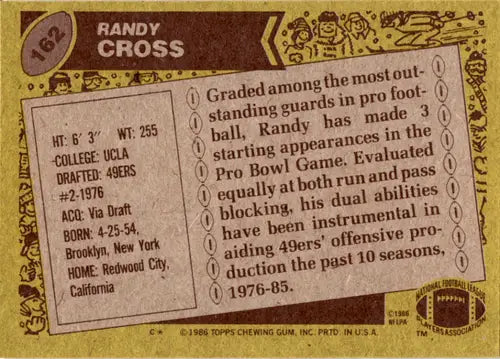 1986 Topps #162 Randy Cross NM Near Mint 49ers ID:46038 - Trading Cards