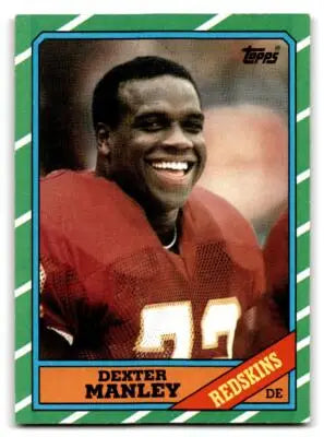 Vintage Dexter Manley football trading card from 1986 Topps series featuring Manley football card
