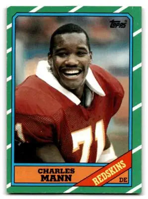 1986 Topps 181b Charles Mann football card featuring Charles Mann from the 1988 Topps set