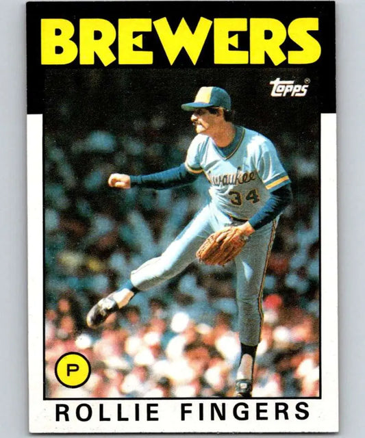 1986 Topps #185 Rollie Fingers EX Excellent Milwaukee Brewers Baseball Card - Baseball Card Single