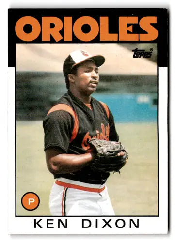 Original gloss Ken Dixon baseball card from 1986 Topps #198 Orioles featuring Simply Sandoval