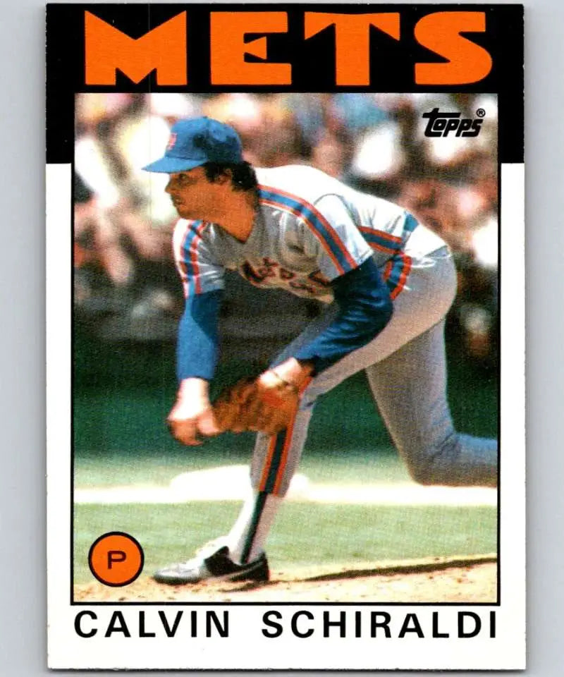 1986 Topps #210 Calvin Schiraldi EX Excellent New York Mets Baseball Card - Baseball Card Single