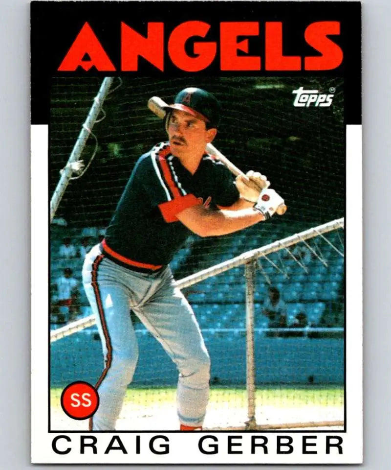 1986 Topps #222 Craig Gerber EX Excellent RC Rookie California Angels Baseball Card - Baseball Card Single