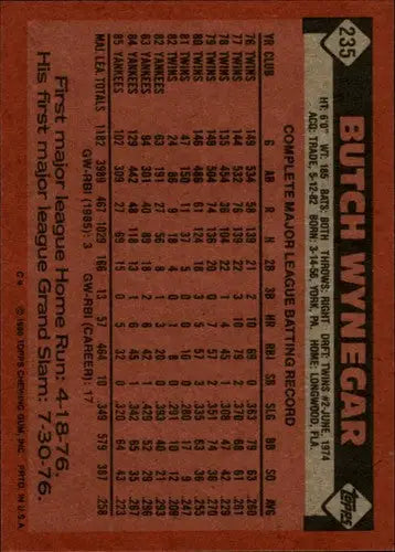 Original gloss butch wynegar baseball card 1986 Topps NM-MT Yankees