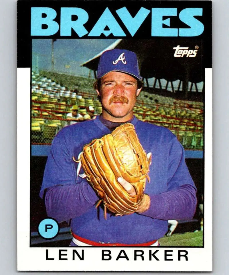 1986 Topps #24 Len Barker EX Excellent Atlanta Braves Baseball Card - Baseball Card Single