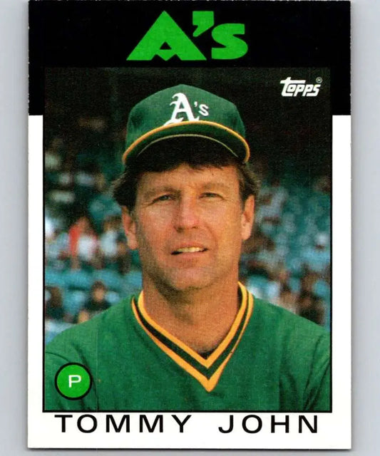 1986 Topps #240 Tommy John EX Excellent Oakland Athletics Baseball Card - Baseball Card Single