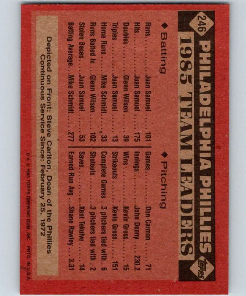 1986 Topps #246 Steve Carlton EX Excellent Philadelphia Phillies Baseball Card - Baseball Card Single