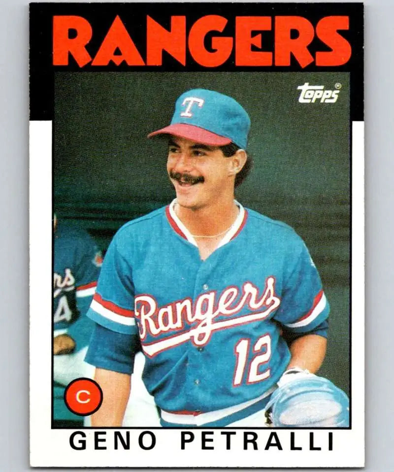 1986 Topps #296 Geno Petralli EX Excellent Texas Rangers Baseball Card - Baseball Card Single