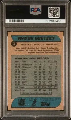 1986 Topps #3 Wayne Gretzky PSA 7 - Hockey Card Single