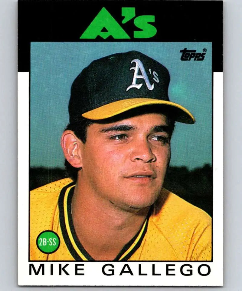1986 Topps #304 Mike Gallego EX Excellent RC Rookie Oakland Athletics Baseball Card - Baseball Card Single
