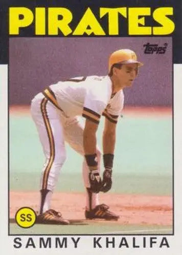 Vintage 1986 Topps Sammy Khalifa rookie Pirates baseball card with original gloss