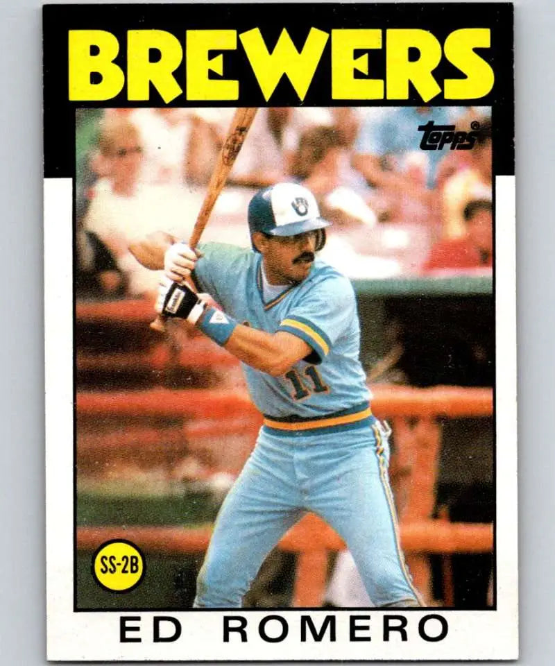 1986 Topps #317 Ed Romero EX Excellent Milwaukee Brewers Baseball Card - Baseball Card Single