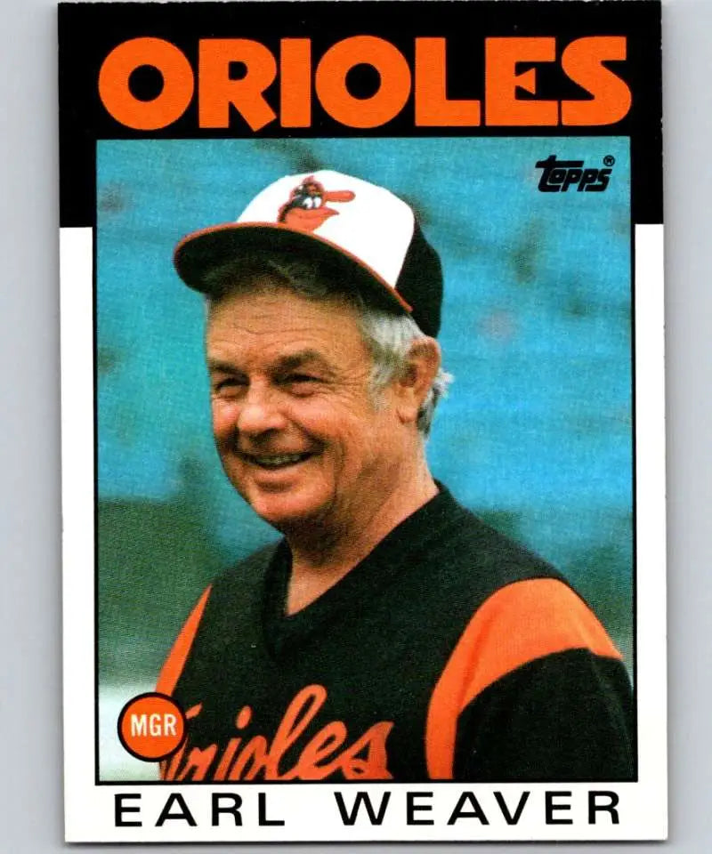 1986 Topps #321 Earl Weaver EX Excellent Baltimore Orioles Baseball Card - Baseball Card Single