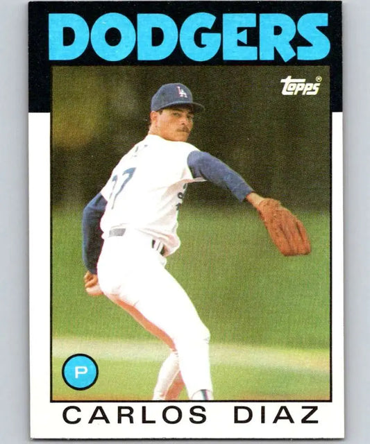 1986 Topps #343 Carlos Diaz EX Excellent Los Angeles Dodgers Baseball Card - Baseball Card Single