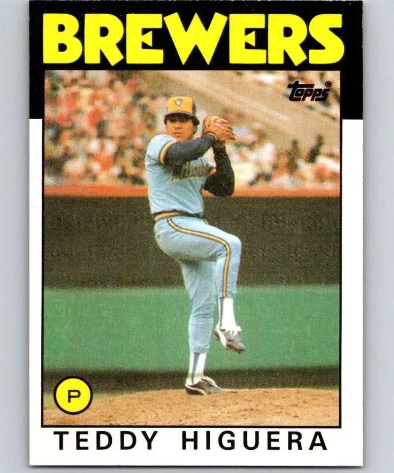 1986 Topps #347 Teddy Higuera EX Excellent RC Rookie Milwaukee Brewers Baseball Card - Baseball Card Single