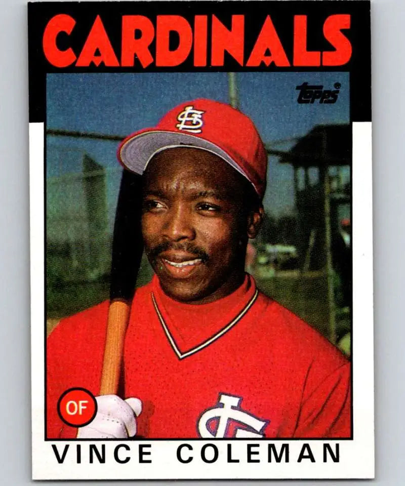 1986 Topps #370 Vince Coleman EX Excellent RC Rookie St. Louis Cardinals Baseball Card - Baseball Card Single