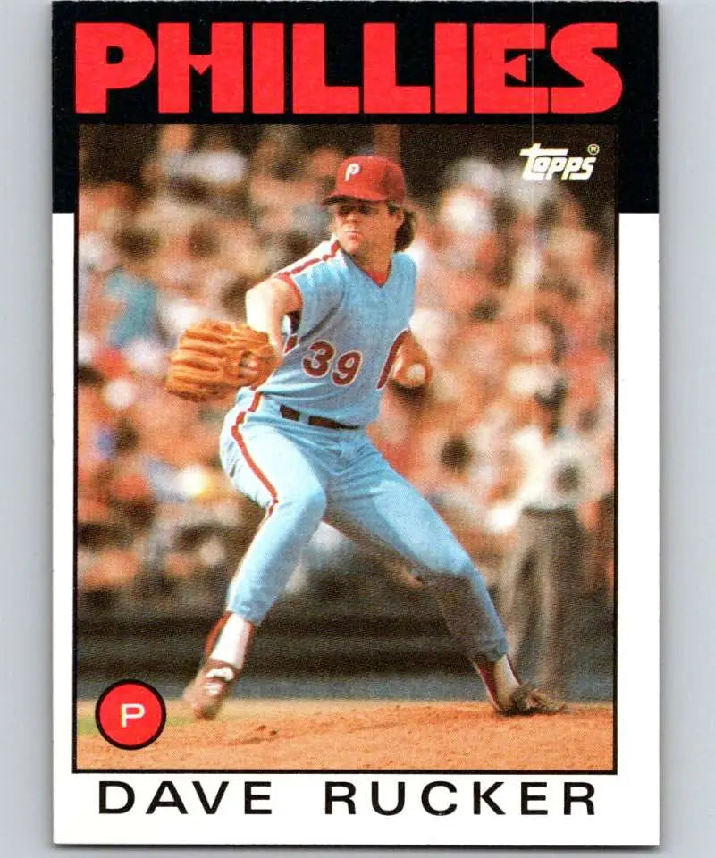 1986 Topps #39 Dave Rucker EX Excellent Philadelphia Phillies Baseball Card - Baseball Card Single