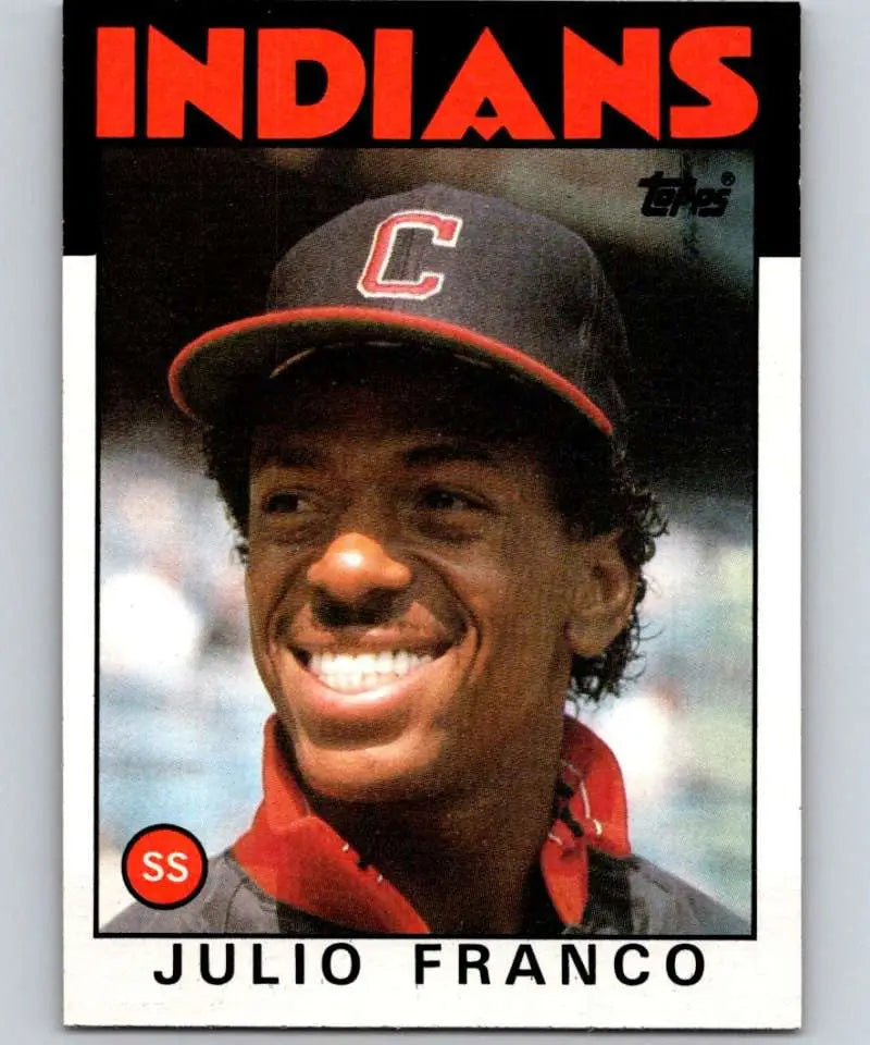 1986 Topps #391 Julio Franco EX Excellent Cleveland Indians Baseball Card - Baseball Card Single