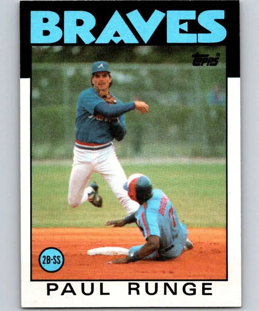 1986 Topps #409 Paul Runge EX Excellent RC Rookie Atlanta Braves Baseball Card - Baseball Card Single