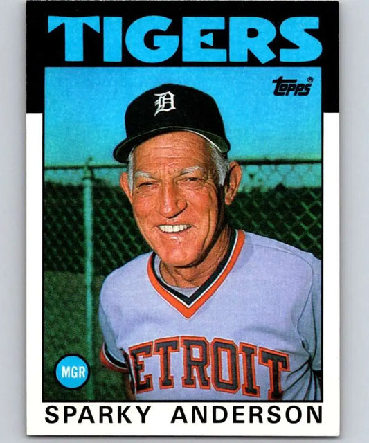 1986 Topps #411 Sparky Anderson EX Excellent Detroit Tigers Baseball Card - Baseball Card Single