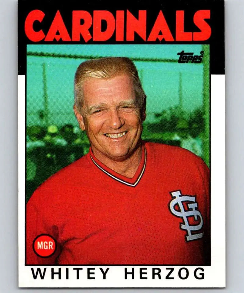 1986 Topps #441 Whitey Herzog EX Excellent St. Louis Cardinals Baseball Card - Baseball Card Single
