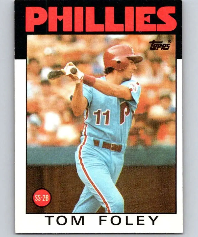 1986 Topps #466 Tom Foley EX Excellent Philadelphia Phillies Baseball Card - Baseball Card Single