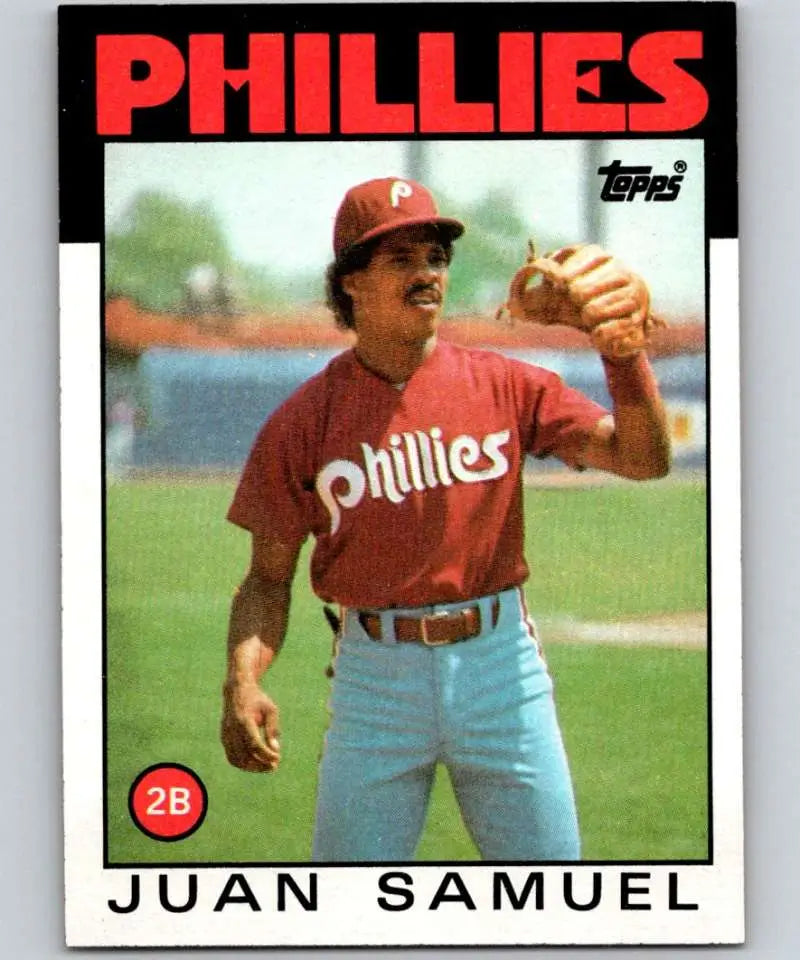 1986 Topps #475 Juan Samuel EX Excellent Philadelphia Phillies Baseball Card - Baseball Card Single