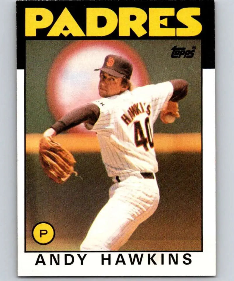 1986 Topps #478 Andy Hawkins EX Excellent San Diego Padres Baseball Card - Baseball Card Single