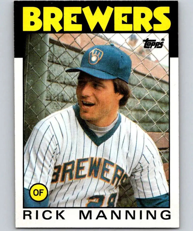 1986 Topps #49 Rick Manning EX Excellent Milwaukee Brewers Baseball Card - Baseball Card Single