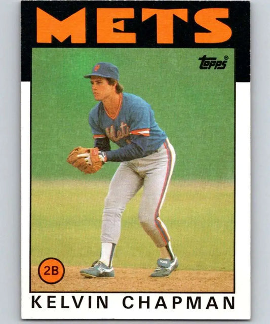 1986 Topps #492 Kelvin Chapman EX Excellent New York Mets Baseball Card - Baseball Card Single