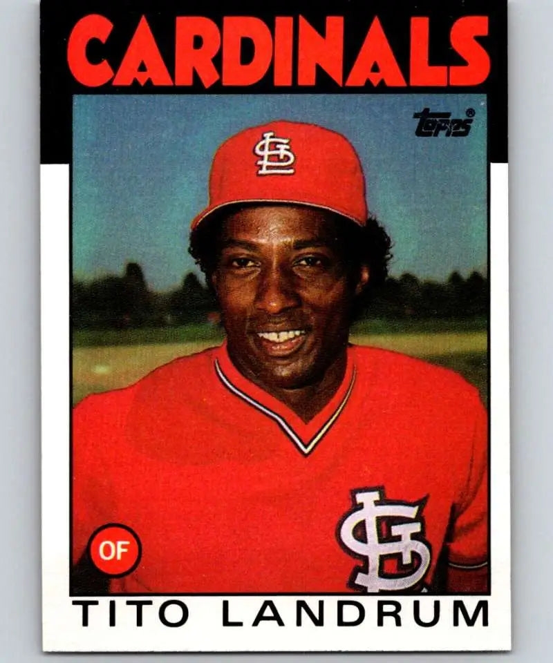 1986 Topps #498 Tito Landrum EX Excellent St. Louis Cardinals Baseball Card - Baseball Card Single