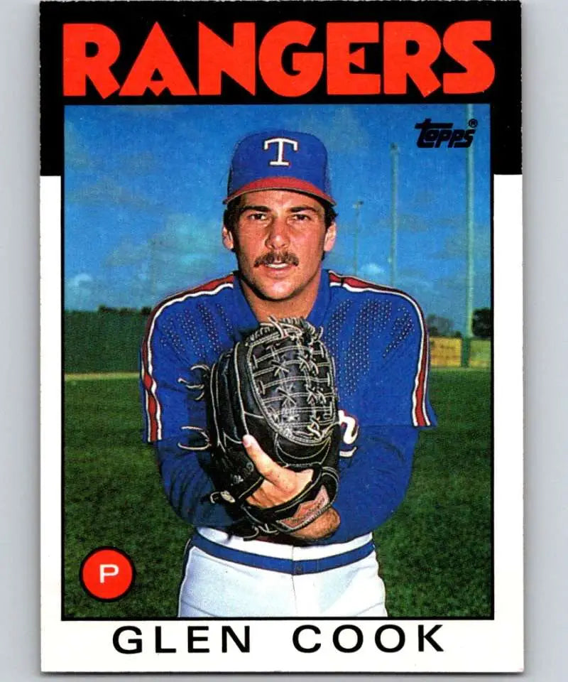1986 Topps #502 Glen Cook EX Excellent RC Rookie Texas Rangers Baseball Card - Baseball Card Single