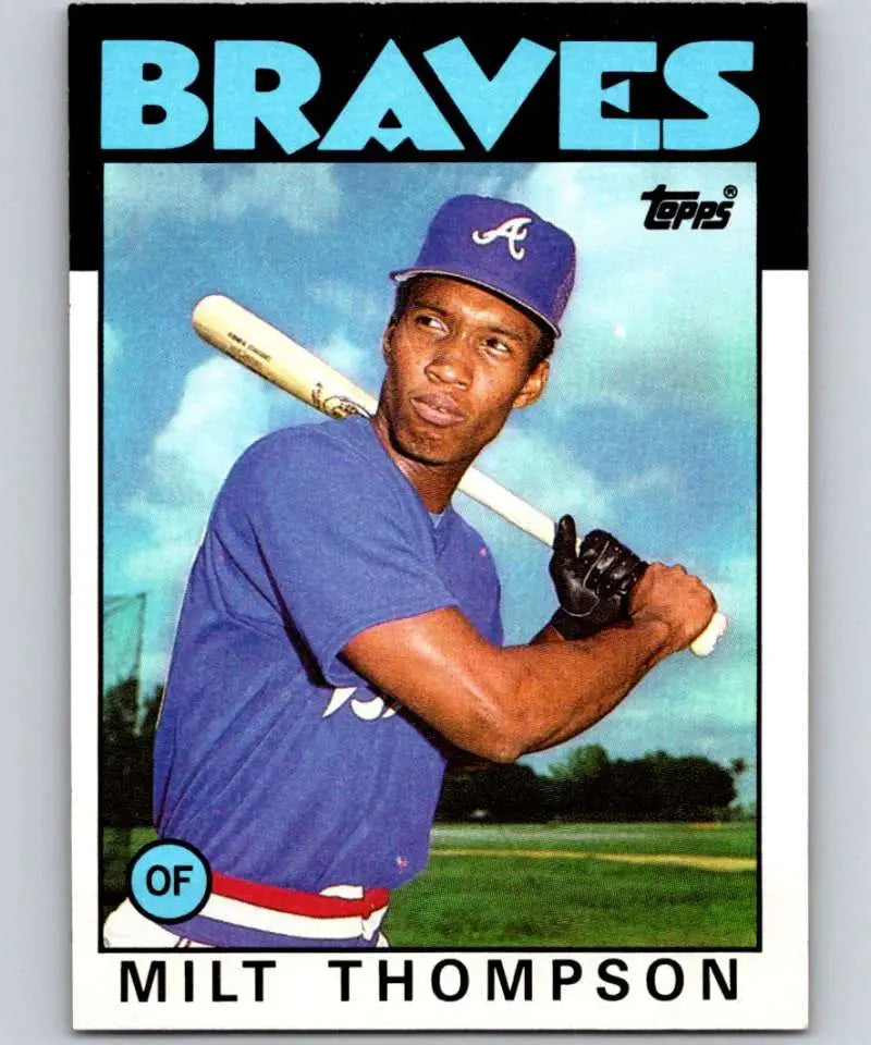 1986 Topps #517 Milt Thompson EX Excellent RC Rookie Atlanta Braves Baseball Card - Baseball Card Single