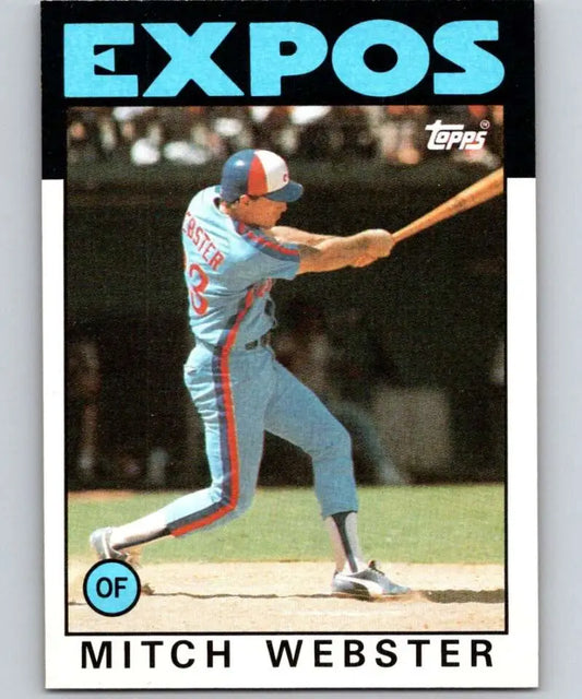 1986 Topps #629 Mitch Webster EX Excellent Montreal Expos Baseball Card - Baseball Card Single