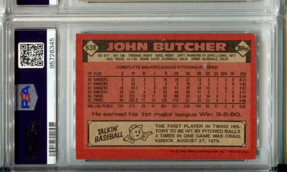Graded John Butcher baseball card from 1986 Topps #638 auto PSA/DNA Minnesota Twins