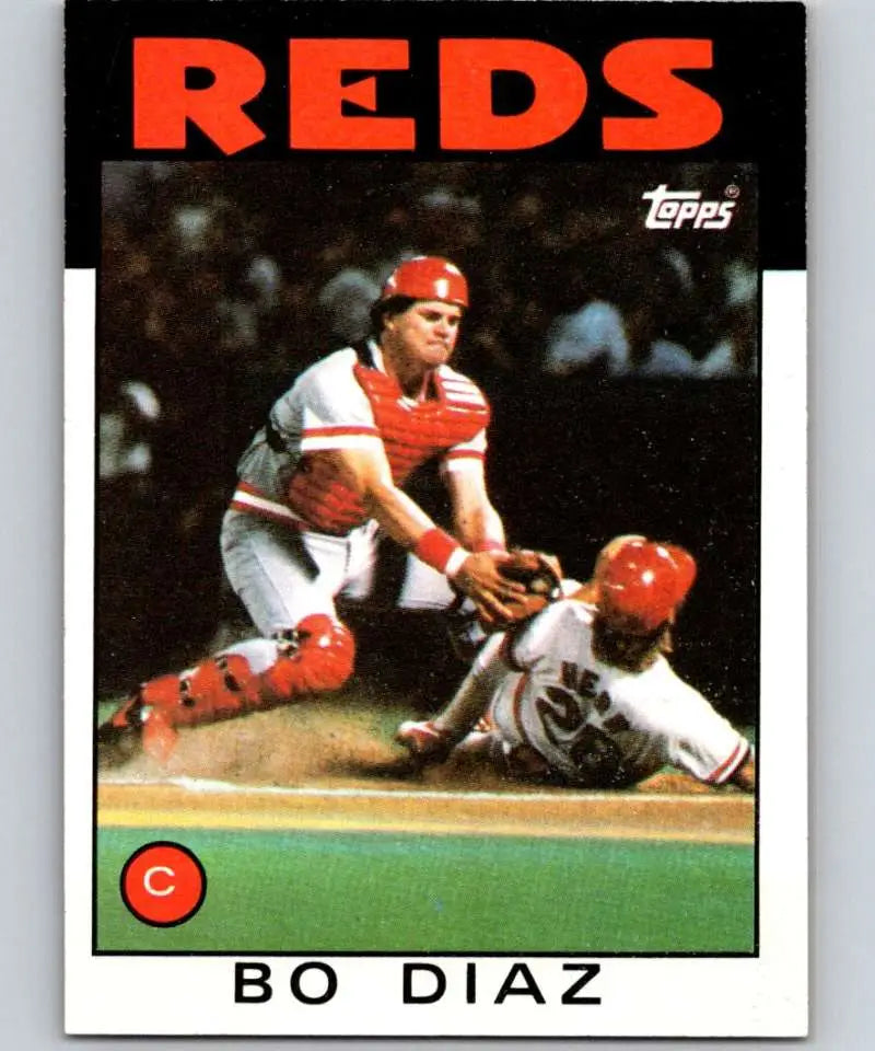 1986 Topps #639 Bo Diaz EX Excellent Cincinnati Reds Baseball Card - Baseball Card Single