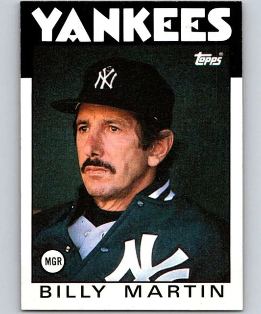 1986 Topps #651 Billy Martin EX Excellent New York Yankees Baseball Card - Baseball Card Single