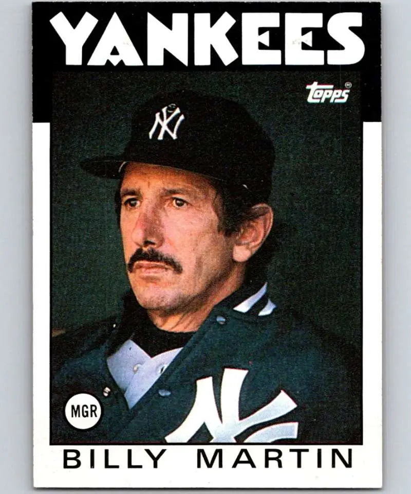 1986 Topps #651 Billy Martin EX Excellent New York Yankees Baseball Card - Baseball Card Single