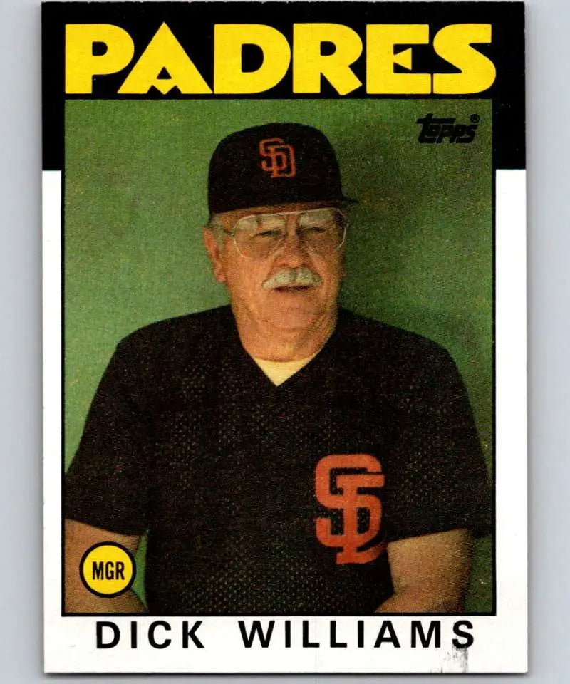 1986 Topps #681 Dick Williams EX Excellent San Diego Padres Baseball Card - Baseball Card Single