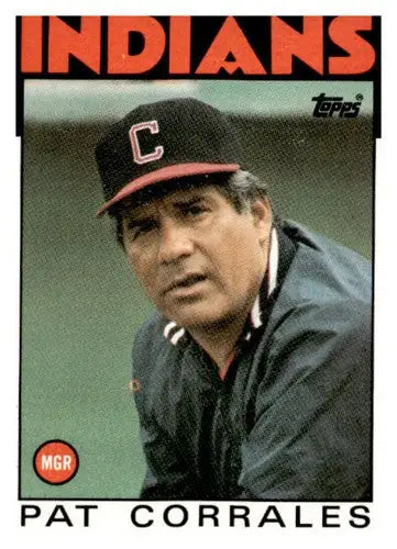 Original gloss Pat Corrales baseball card from 1986 Topps #699 featuring Indians MG ID 44481