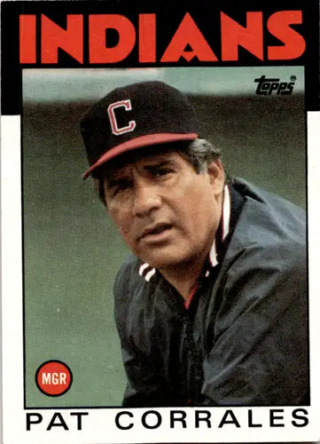 Original gloss Pat Corrales baseball card from 1986 Topps NM near mint Indians collection